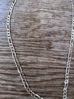 Sterling Silver Figaro Chain Necklace Unisex 24” Italy 925 23.7g Lobster Clasp
